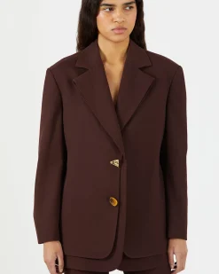 Discount Simone Jacket Wool Blend Twill Burgundy Tailoring | Jackets