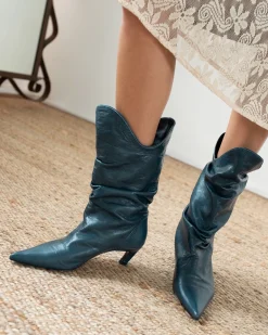 Outlet Slouchy Boot Leather Petroleo Boots
