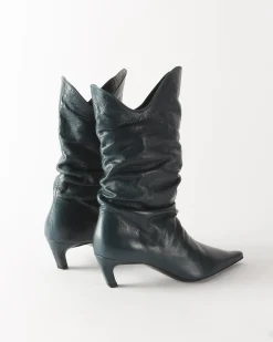 Outlet Slouchy Boot Leather Petroleo Boots