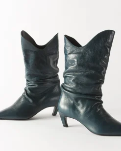 Outlet Slouchy Boot Leather Petroleo Boots