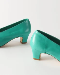Best Soft Pump Leather Turchese Heels