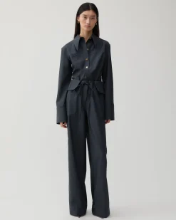 Discount Sonia Trousers Wool Blend Suiting Slate Trousers | Tailoring