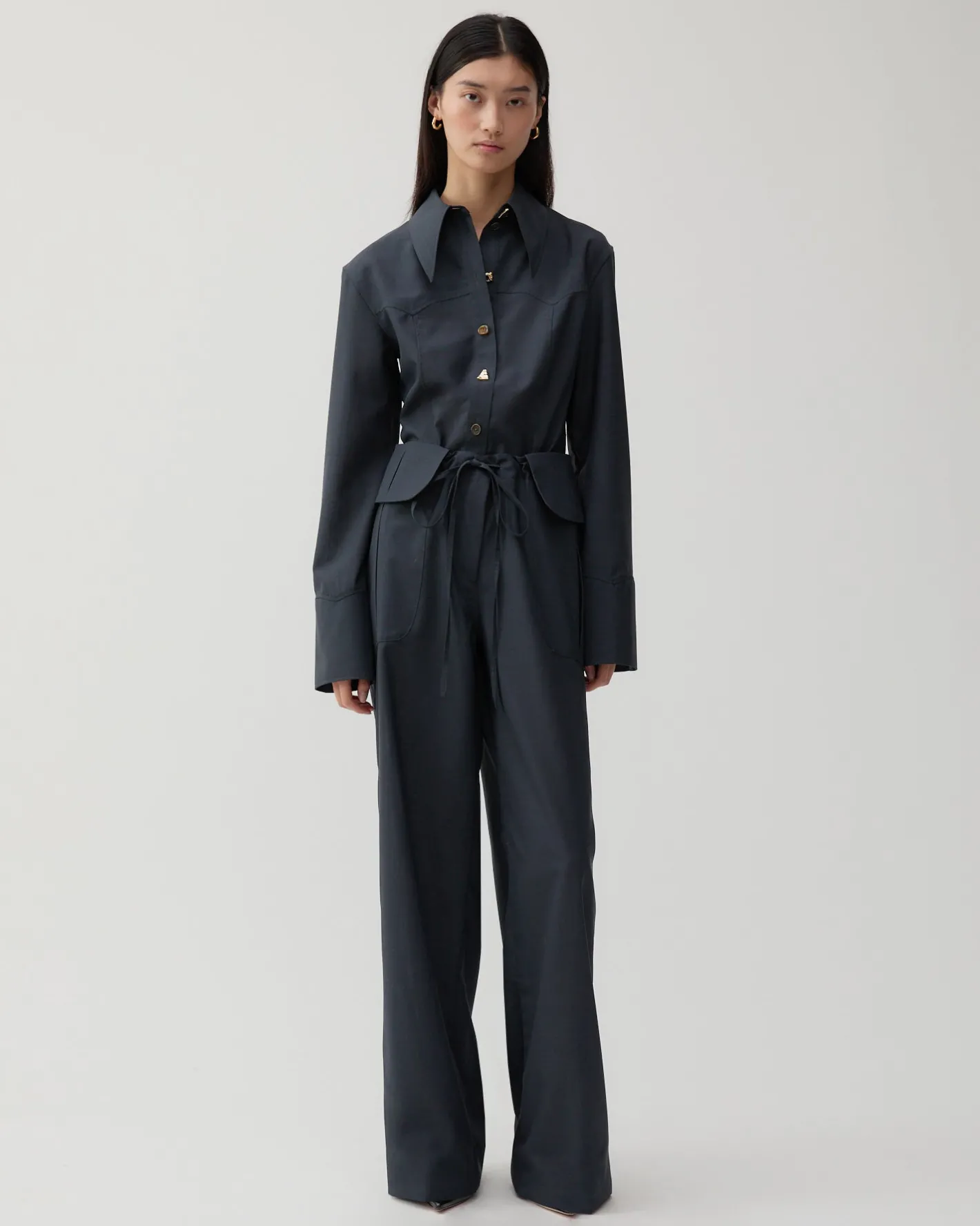 Discount Sonia Trousers Wool Blend Suiting Slate Trousers | Tailoring