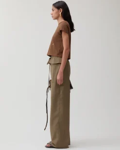 Sale Sonia Trousers Wool Blend Olive Trousers | Tailoring