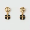 Outlet Squiggle Earrings Gold Plated with Black Onyx Earrings