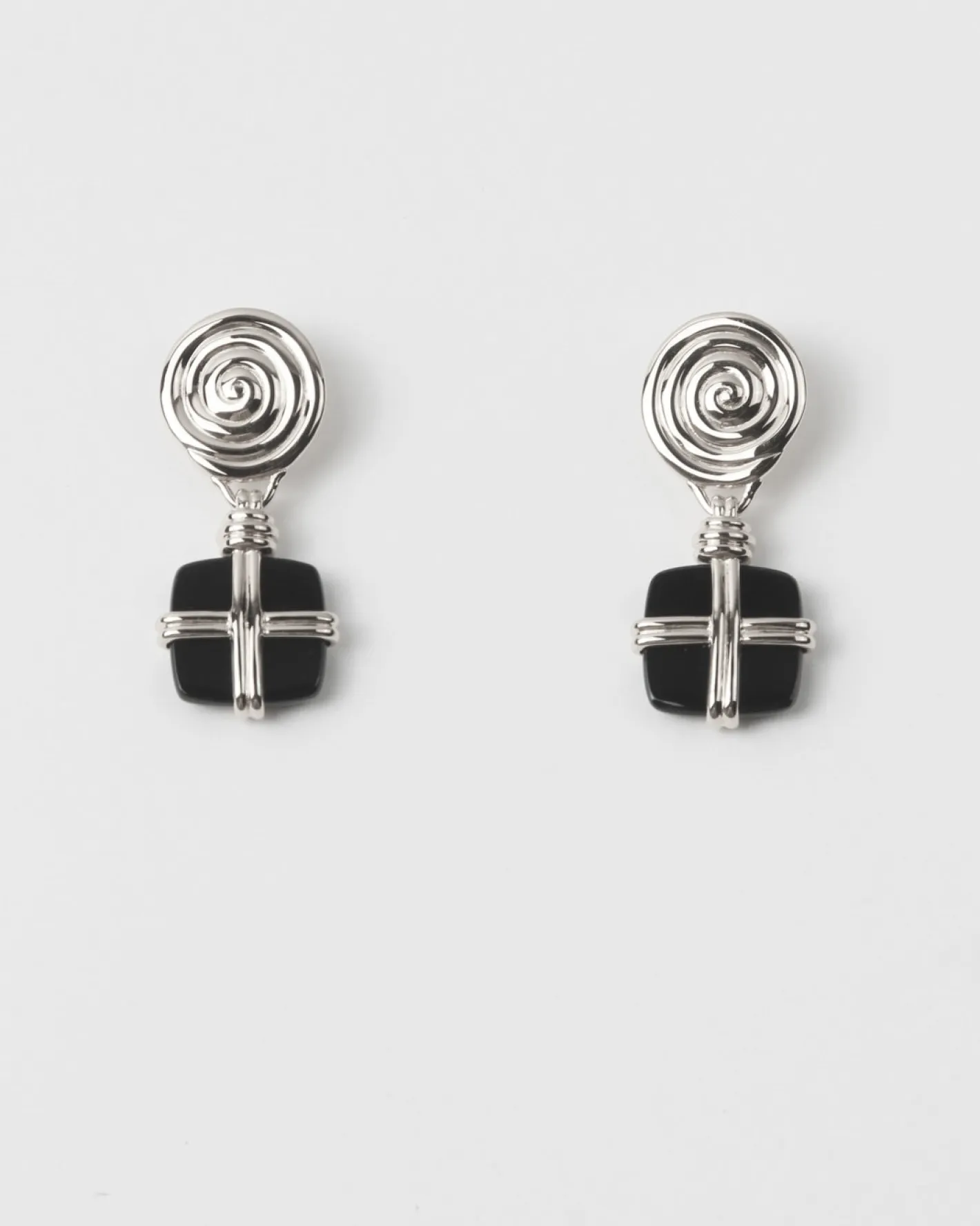 Hot Squiggle Earrings Silver Plated with Black Onyx Earrings