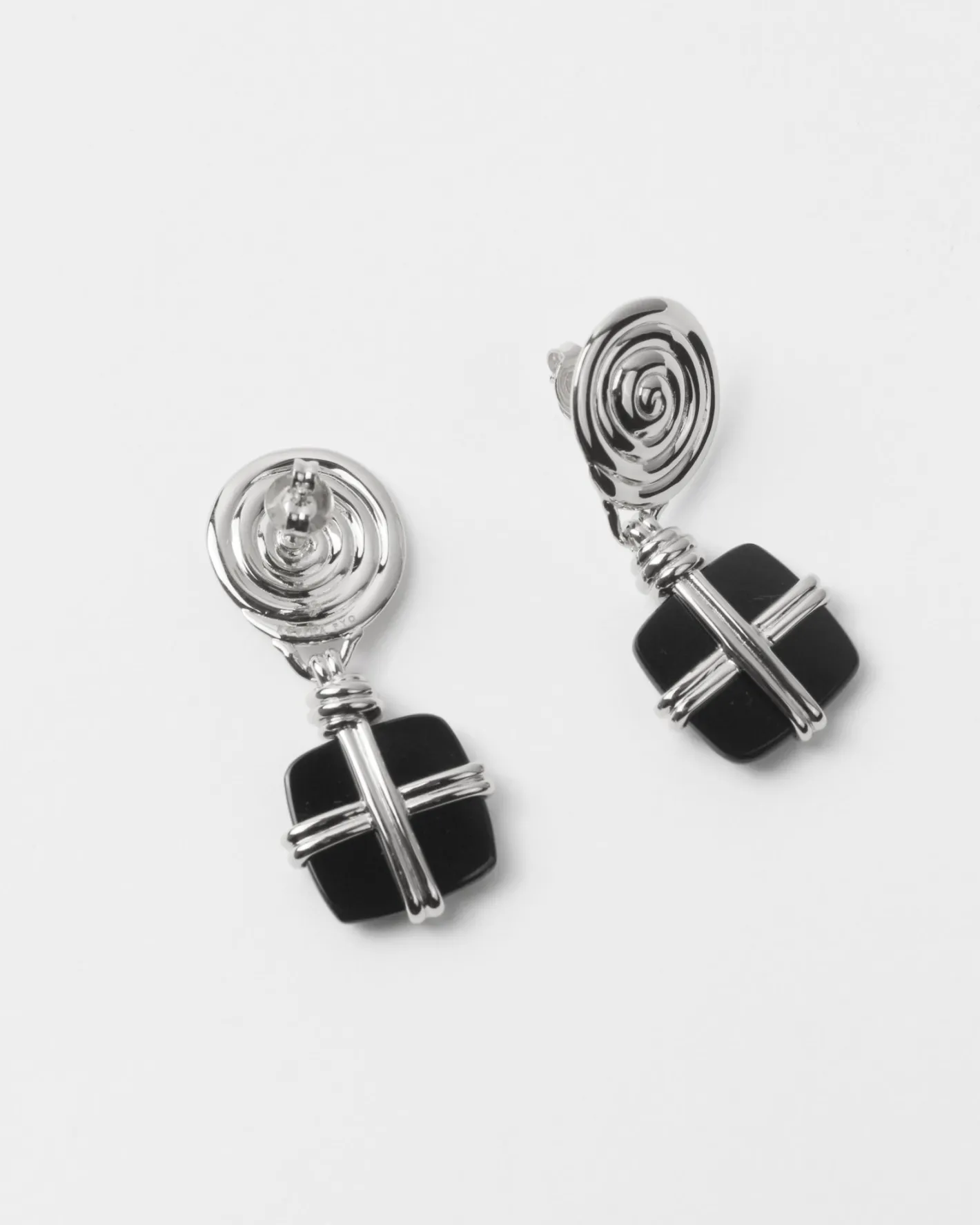 Hot Squiggle Earrings Silver Plated with Black Onyx Earrings