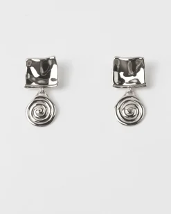 Fashion Swirl Fold Earrings Silver Plated Earrings