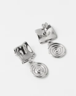 Fashion Swirl Fold Earrings Silver Plated Earrings