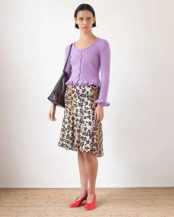 Hot Taylor Skirt Viscose Chiffon Print Beige Skirts | Clothing