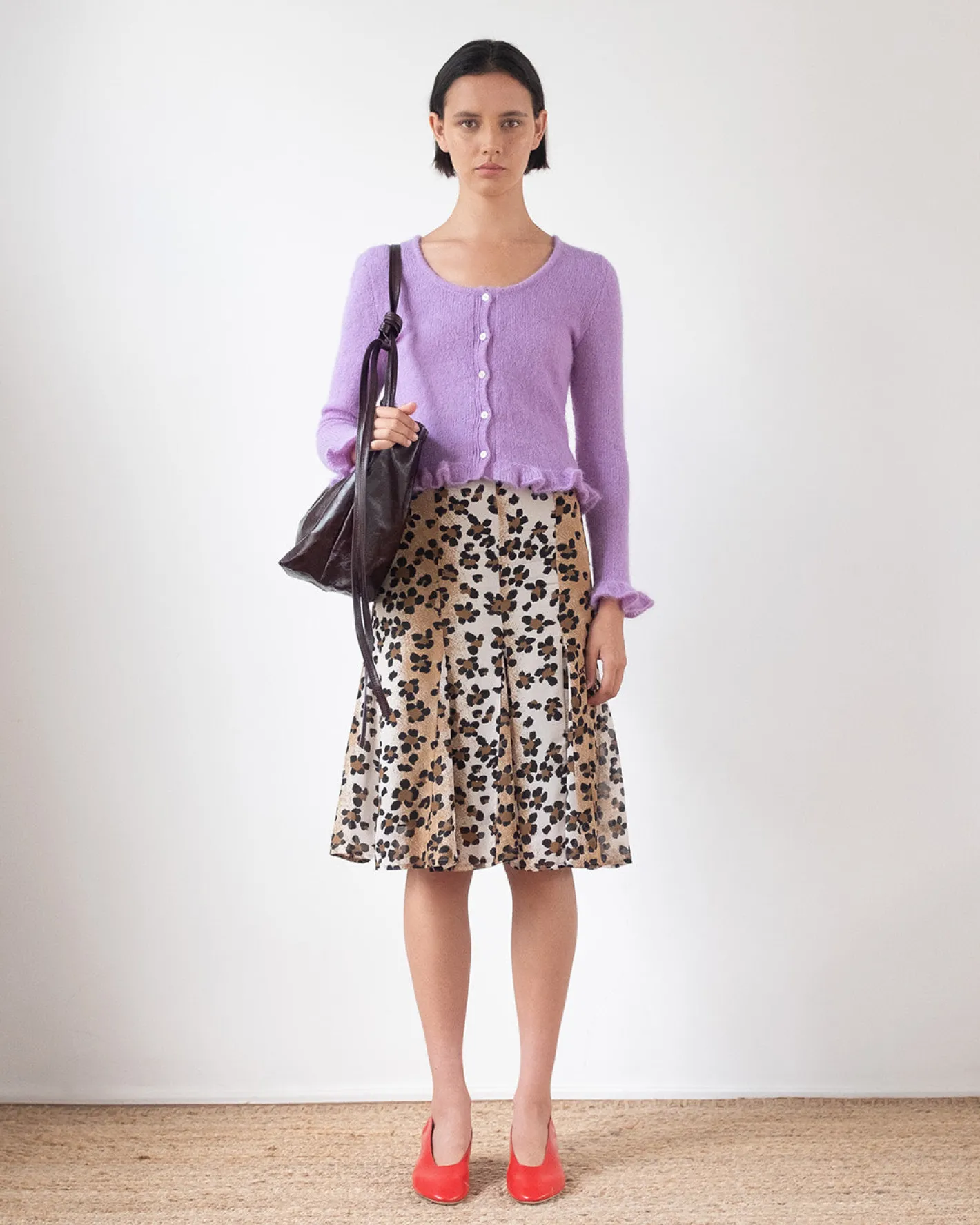 Hot Taylor Skirt Viscose Chiffon Print Beige Skirts | Clothing