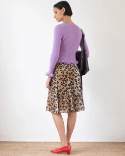 Hot Taylor Skirt Viscose Chiffon Print Beige Skirts | Clothing