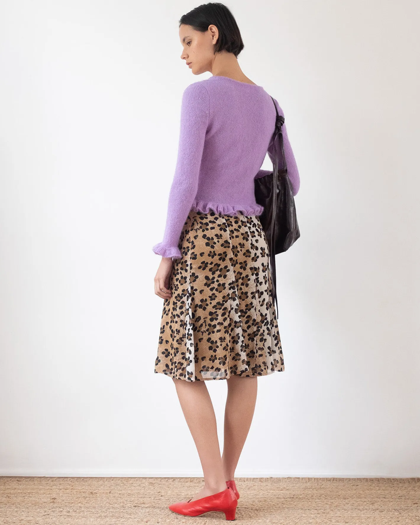 Hot Taylor Skirt Viscose Chiffon Print Beige Skirts | Clothing