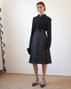 Fashion Thea Skirt Duchesse Satin Black Skirts | Clothing