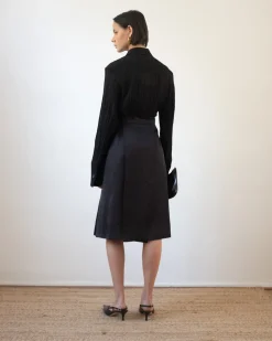 Fashion Thea Skirt Duchesse Satin Black Skirts | Clothing