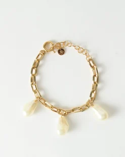 Discount Trio Chain Bracelet Glass Pearl Gold Bracelets