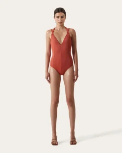 Hot Vaya One-piece Recycled Nylon Rust Swimwear