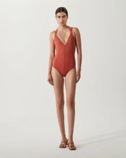 Hot Vaya One-piece Recycled Nylon Rust Swimwear