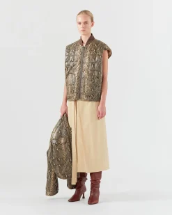 Hot Wells Bomber Jacket Faux Leather Snake Effect Beige Jackets | Jackets