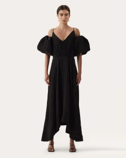 Hot Yuri Dress Viscose Blend Crinkle Black Dresses