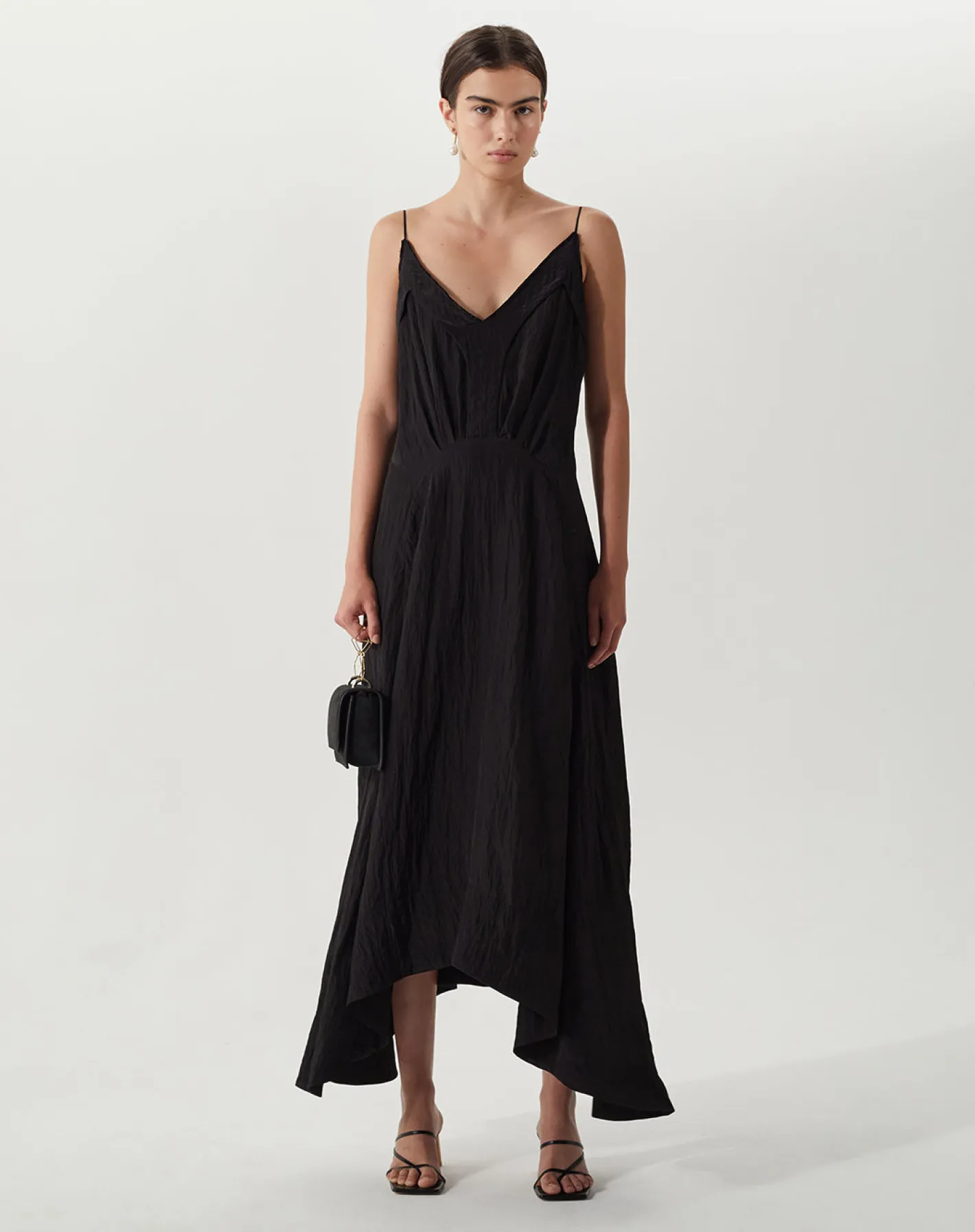 Hot Yuri Dress Viscose Blend Crinkle Black Dresses