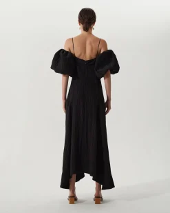 Hot Yuri Dress Viscose Blend Crinkle Black Dresses