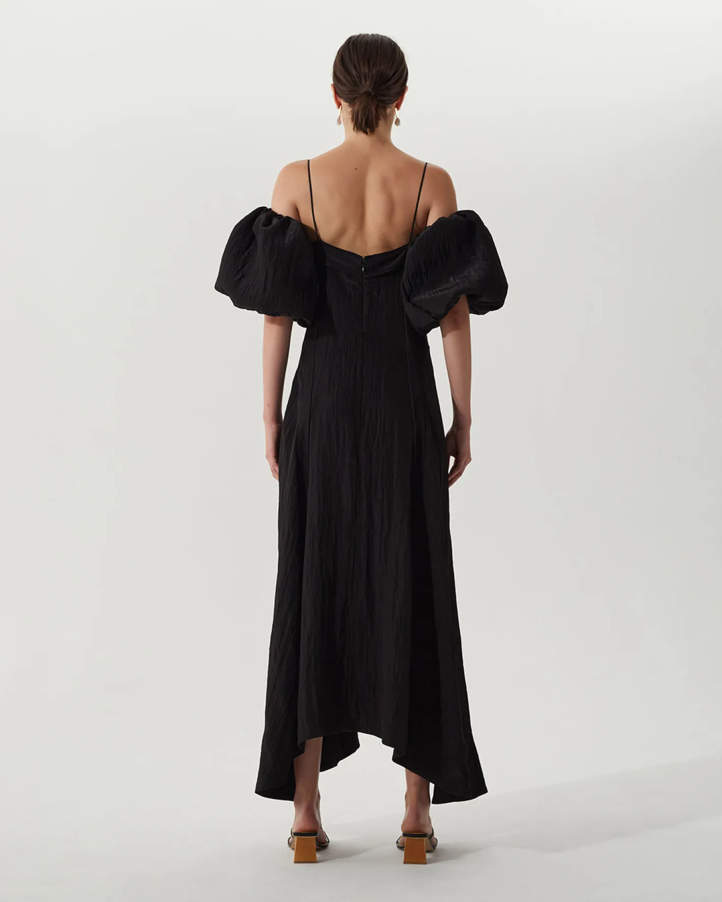 Hot Yuri Dress Viscose Blend Crinkle Black Dresses