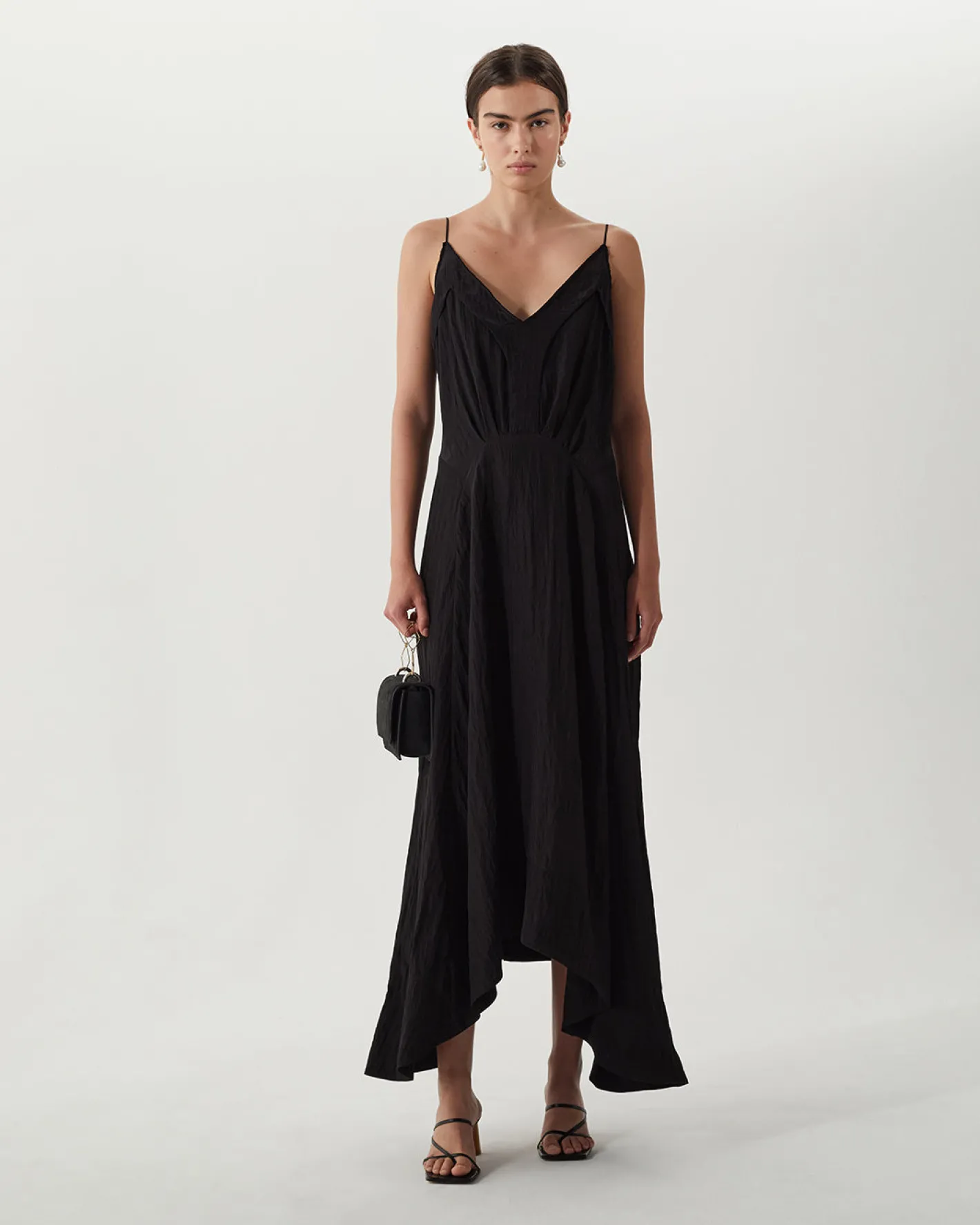 Hot Yuri Dress Viscose Blend Crinkle Black Dresses