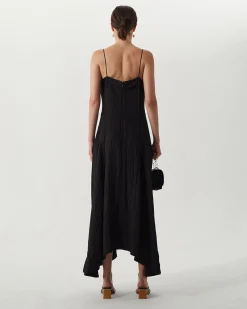 Hot Yuri Dress Viscose Blend Crinkle Black Dresses