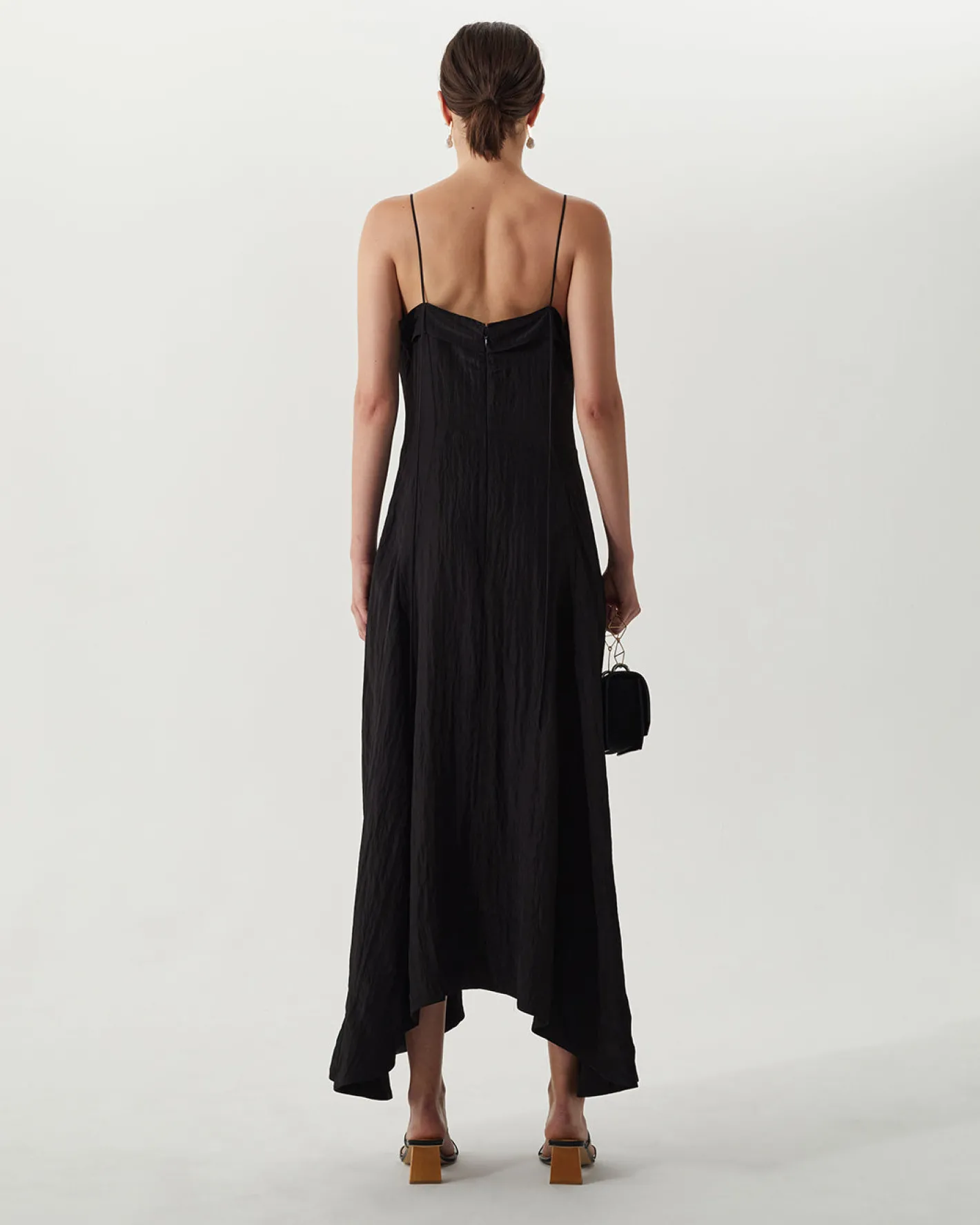 Hot Yuri Dress Viscose Blend Crinkle Black Dresses