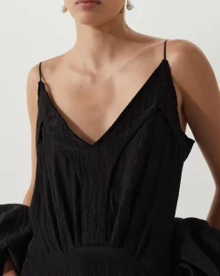 Hot Yuri Dress Viscose Blend Crinkle Black Dresses
